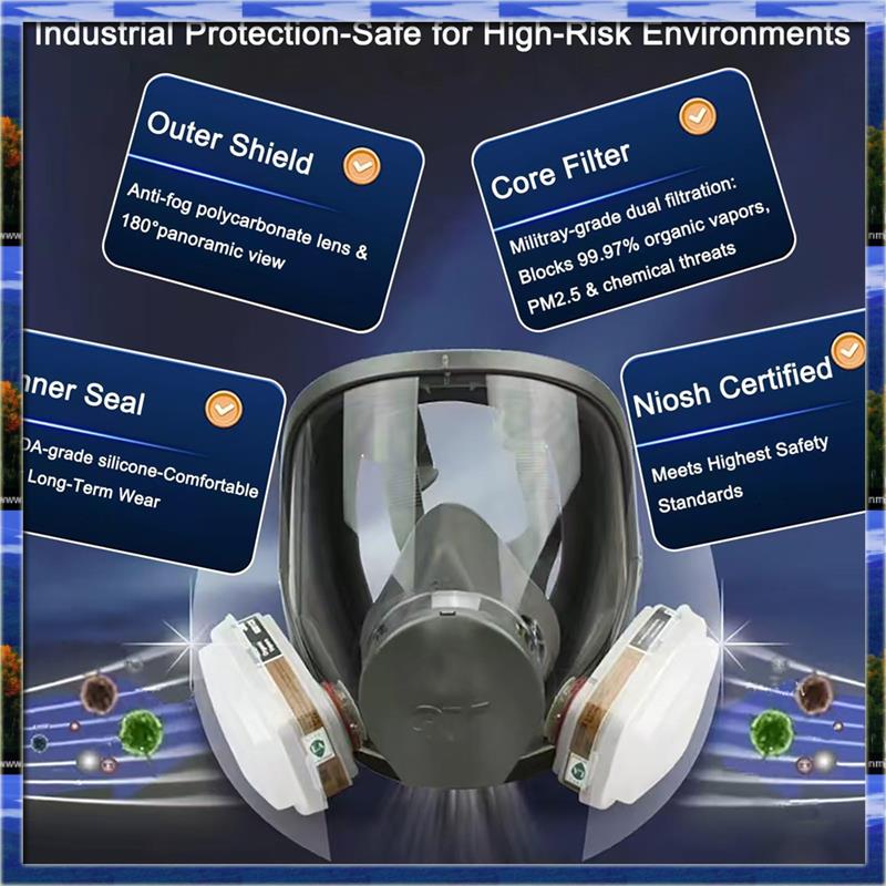 Dust Mask Construction - قناع تنفس كامل الوجه قابل لإعادة