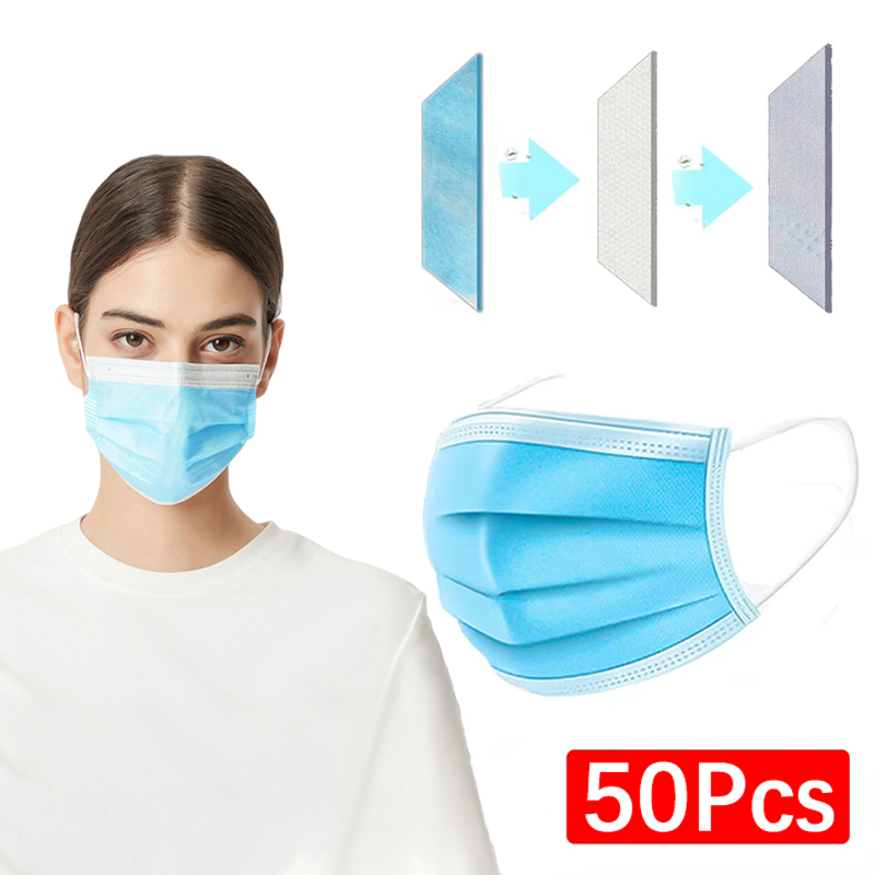 50 قطعة 3-layer قناع أقنعة الو - مراجعة Black Face Mask Pack وسعره